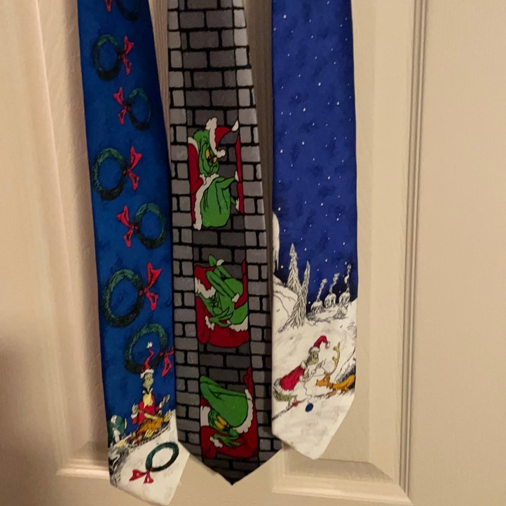 Three Dr Seuss “The Grinch” Christmas Ties